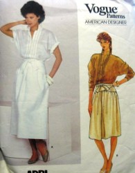 1150 Vogue ADRI TUCK SS-LS TOP, A-LINE TIED SKIRT LENGTHS PATTERN 12  cut adjusted